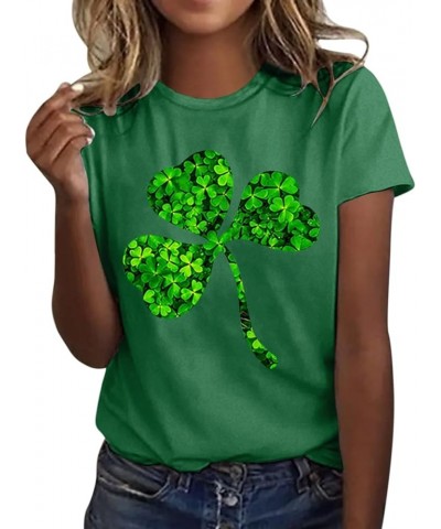 YUAEEEN St Patricks Day Shirt Women Lucky Clover Graphic Sweatshirt Short Sleeve T-Shirts Loose Tee Tops O1 J-green $6.35 T-S...