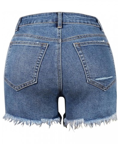 Womens Denim Jean Shorts Casual Mid Rise Lace Hem Jeans Shorts with Pocket Stretchy Beach Workout Biker Short Pant 04-blue $7...