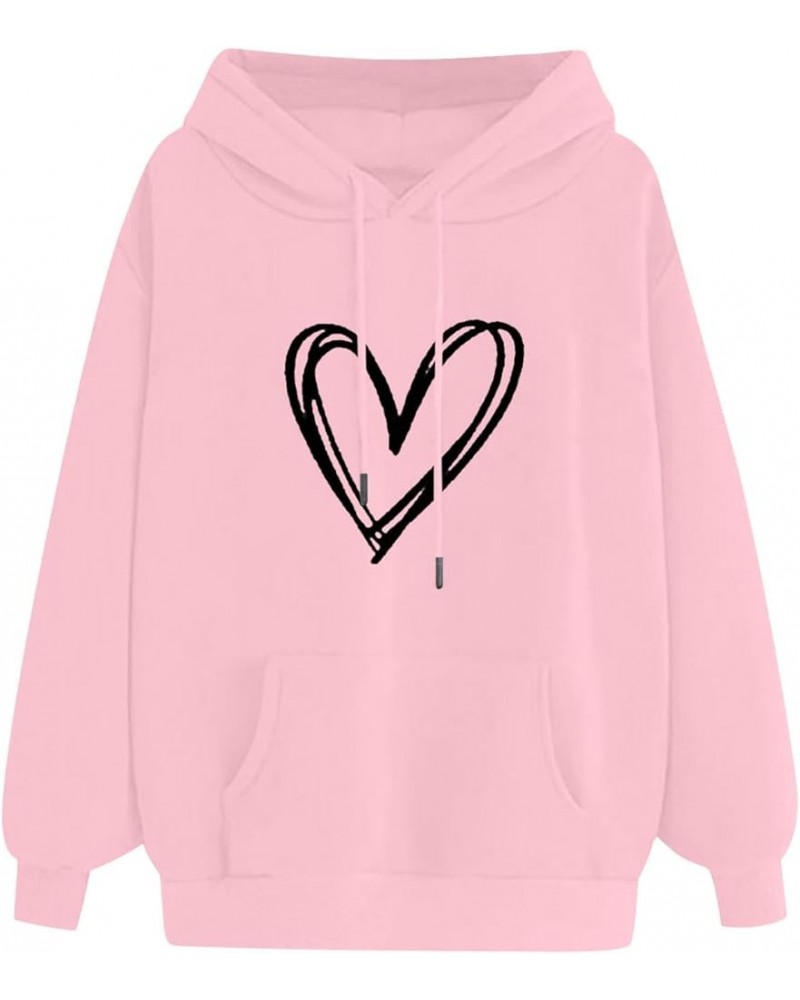 Funny Graphic Hoodies for Women 2023 Fall Fashion Teen Girl Oversized Sweatshirts Cute Preppy Aesthetic Hooded Tops 08_pink $...