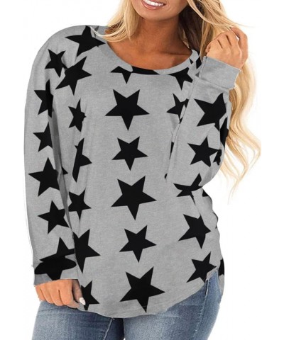 Womens Plus Size Tops Color Block Raglan Long Sleeve Shirts Casual Fall Crewneck Sweatshirts Grey Stars $10.39 Hoodies & Swea...