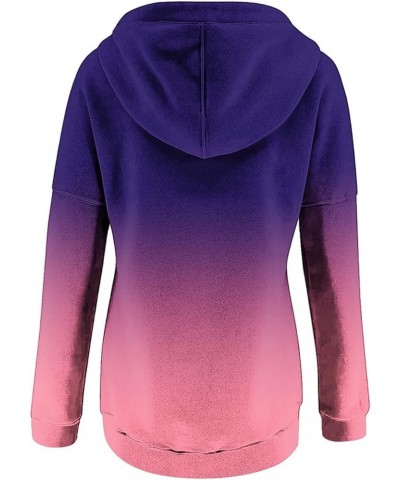 Womens Tie Dye 1/4 Button Hoodies Casual Ombre Hooded Sweatshirts with Pocket Color Block Fit Drawstring Pullover Tops Purple...