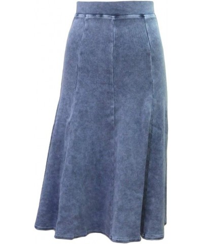 Womens Ribbed Panel Below Knee Length Skirt, Style CS-126 Light Denim $30.90 Skirts