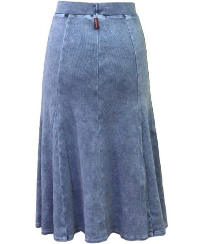 Womens Ribbed Panel Below Knee Length Skirt, Style CS-126 Light Denim $30.90 Skirts