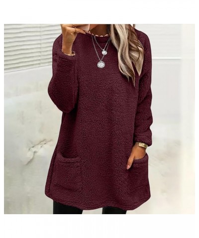 Womens 2023 Winter Fleece Jacket Sweater Warm Solid Color Outerwear Lightweight Casual Loose Coat with Pockets 4-red $8.00 Ja...