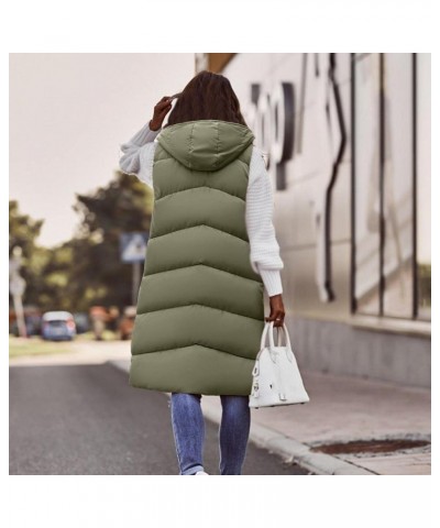 Women's Lightweight Puffer Vest Winter Zip Up Long Hooded Vest Sleeveless Jackets Outdoor Padded Gilet Coat Plus Size D- Army...