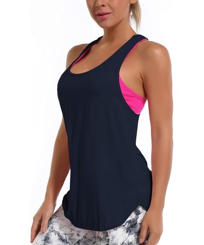 2 Style Soft Women's UPF 50+ Racerback Tank Tops Cami Athletic Yoga Workout Shirts Outdoor Sports Low Neck Low Crew Neck_dark...