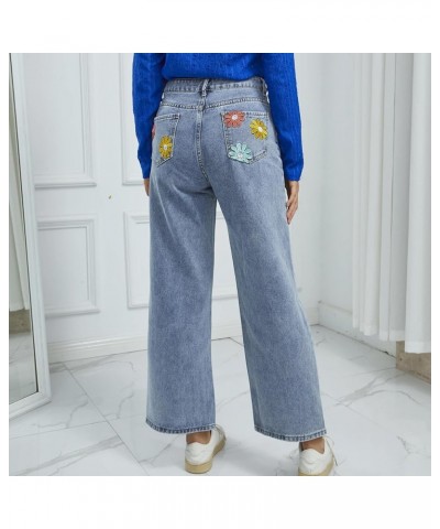 Trendy Baggy Straight Leg Jeans for Women Teen Girls Crossover Waist Relaxed Fit Wide Leg Denim Pants Loose Qq-blue $15.51 Ot...