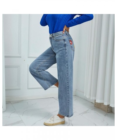 Trendy Baggy Straight Leg Jeans for Women Teen Girls Crossover Waist Relaxed Fit Wide Leg Denim Pants Loose Qq-blue $15.51 Ot...