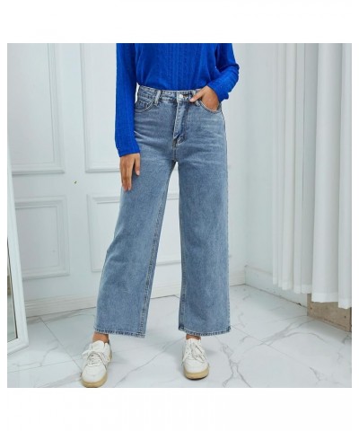 Trendy Baggy Straight Leg Jeans for Women Teen Girls Crossover Waist Relaxed Fit Wide Leg Denim Pants Loose Qq-blue $15.51 Ot...