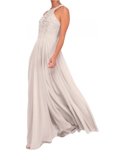 Halter Top Lace Prom Dresses with Split Long 2024 Chiffon Bridesmaid Dress for Women Junior Party Dress White $38.99 Dresses