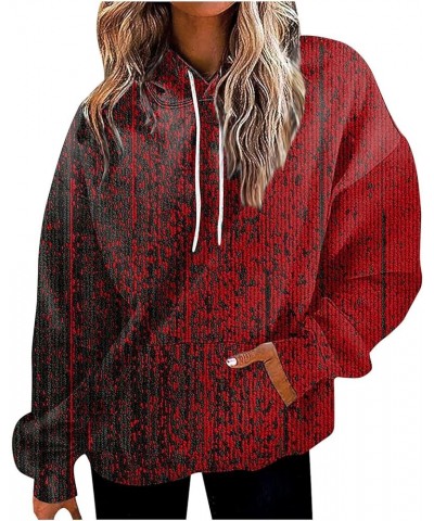 Oversized Sweatshirt For Women,Womens Floral Print Hoodies Long Sleeve Drawstring Hooded Pullover With Pocket 3-red $10.61 Tops