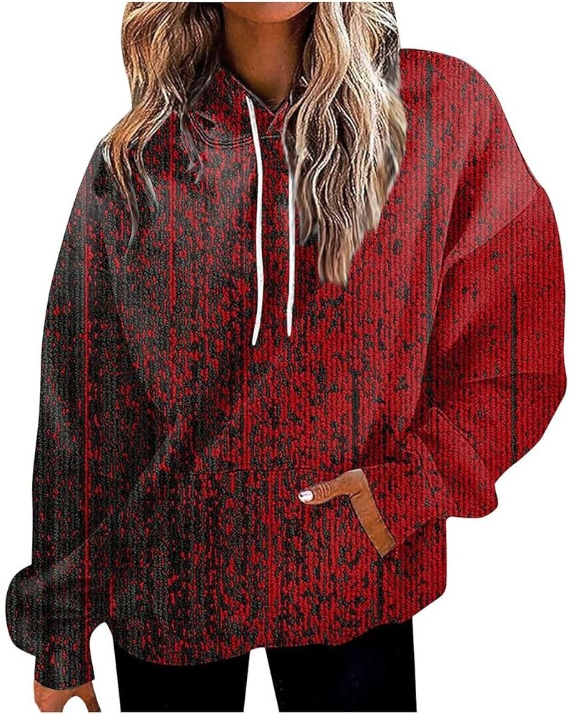 Oversized Sweatshirt For Women,Womens Floral Print Hoodies Long Sleeve Drawstring Hooded Pullover With Pocket 3-red $10.61 Tops