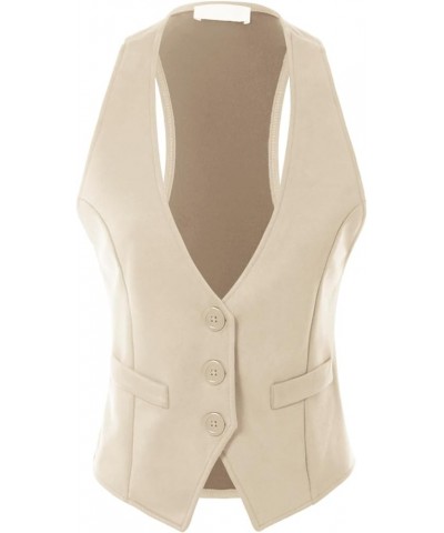 Women's Dressy Casual Versatile Racerback Vest Tuxedo Suit Waistcoat Suede Champagne $19.58 Vests