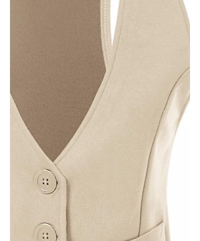 Women's Dressy Casual Versatile Racerback Vest Tuxedo Suit Waistcoat Suede Champagne $19.58 Vests