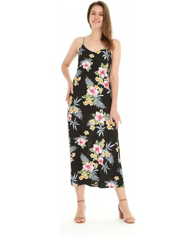 Women's Hawaiian Luau Hibiscus Blue Maxi Sweetheart Dress Hibiscus Black $21.32 Dresses