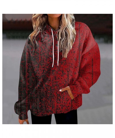 Oversized Sweatshirt For Women,Womens Floral Print Hoodies Long Sleeve Drawstring Hooded Pullover With Pocket 3-red $10.61 Tops