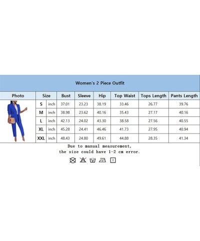 Womens Two Piece Business Casual Outfits Long Sleeve Blazer Work Pants Set Professional Office Suit 39-royal Blue $30.72 Suits