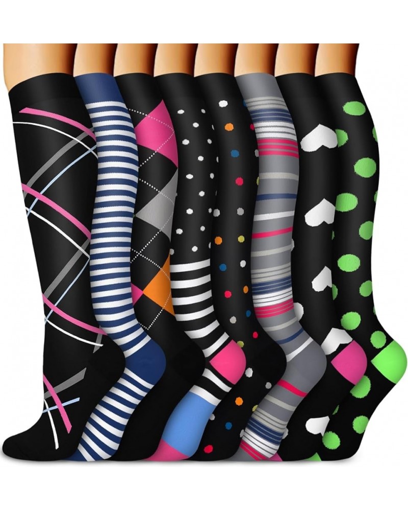 7/8 Pairs Medical Compression Socks for Women & Men, Support Knee High Socks for Running,Nurses,Travel 045 Green/Black $14.27...