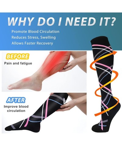 7/8 Pairs Medical Compression Socks for Women & Men, Support Knee High Socks for Running,Nurses,Travel 045 Green/Black $14.27...