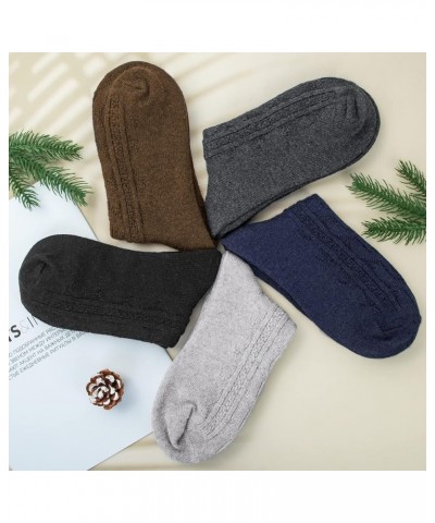 5 Pairs Womens Wool Socks Thick Knit Vintage Winter Warm Cozy Crew Socks Gifts Z-twist Style $10.61 Activewear