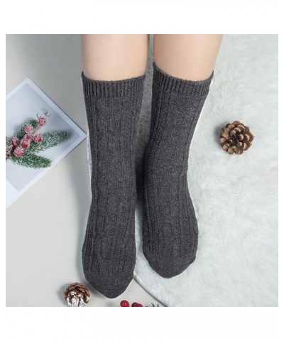 5 Pairs Womens Wool Socks Thick Knit Vintage Winter Warm Cozy Crew Socks Gifts Z-twist Style $10.61 Activewear