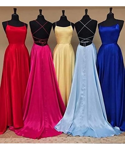 Women's Halter Prom Dresses Long Side Spilt Backless Satin Formal Evening Gowns with Pockets Purple $25.30 Dresses