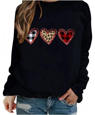 Valentines Day Long Sleeve Shirts for Women St. Patricks Day 2024 Cute Heart Print Casual T-Shirts Trendy Blouses 4-black $6....