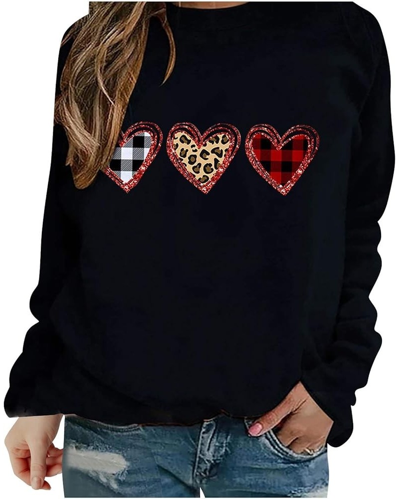 Valentines Day Long Sleeve Shirts for Women St. Patricks Day 2024 Cute Heart Print Casual T-Shirts Trendy Blouses 4-black $6....