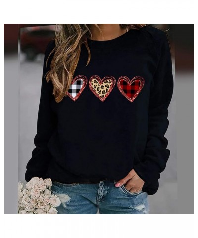 Valentines Day Long Sleeve Shirts for Women St. Patricks Day 2024 Cute Heart Print Casual T-Shirts Trendy Blouses 4-black $6....