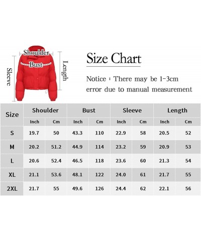 Women's Winter Warm Puffer Jacket Casual Stand Collar Down Coats Quilted Padded Outwear Red $31.89 Jackets