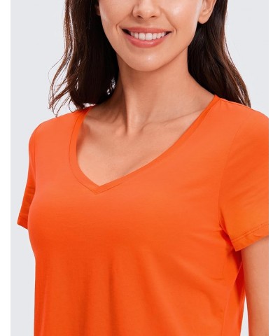 Women's Workout Crop Tops Pima Cotton Short Sleeve V-Neck Shirts Casual Basic Cropped Tee Tops Coral $11.88 T-Shirts