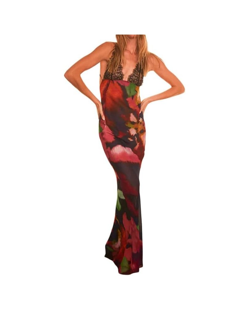 Women's Sexy Spaghetti Strap Hollow Out Maxi Dress Y2K Cutout Backless Slim Fit Long Dress Halter Night Party Dress Clubwear ...