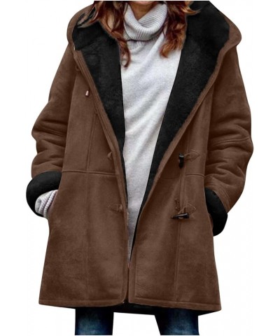 Womens Winter Warm Coats Sherpa Fleece Lined Jacket Plus Size Casual Hooded Thicken Overcoat Outwear with Pockets 08❉coffee $...