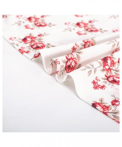 Women's Floral Summer Dress 2024 Vintage Sundress with Pockets Red and Beige $19.68 Dresses