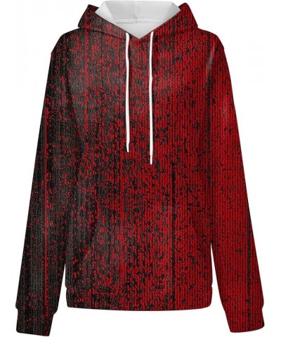 Oversized Sweatshirt For Women,Womens Floral Print Hoodies Long Sleeve Drawstring Hooded Pullover With Pocket 3-red $10.61 Tops