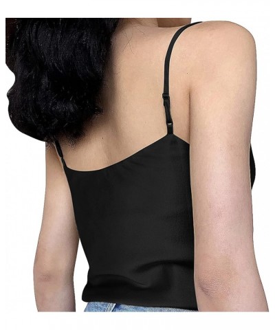 Basic Women's Silk Tank Top Ladies V-Neck Camisole Silky Loose Sleeveless Blouse Satin Tank Shirt Cowl Neck-black $12.00 Tanks