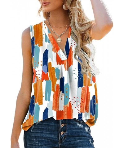 Summer Tops 2023 Women Trendy Casual Sleeveless Tank Tops Plus Size Fashion T Shirts Loose Henley Basic Tee Shirts H $5.99 Tops