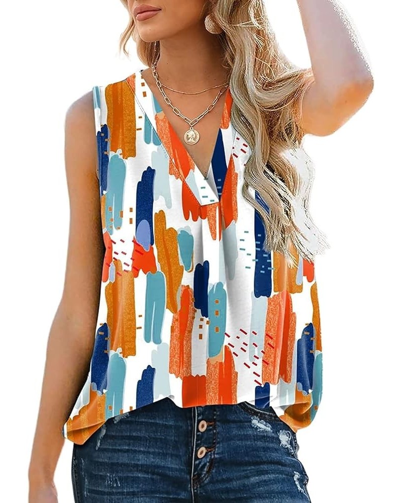 Summer Tops 2023 Women Trendy Casual Sleeveless Tank Tops Plus Size Fashion T Shirts Loose Henley Basic Tee Shirts H $5.99 Tops