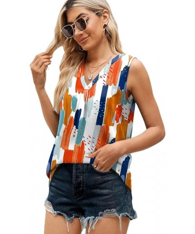 Summer Tops 2023 Women Trendy Casual Sleeveless Tank Tops Plus Size Fashion T Shirts Loose Henley Basic Tee Shirts H $5.99 Tops