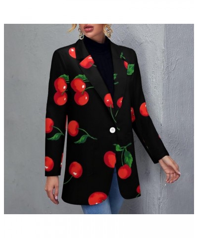 Women's Casual Blazers Long Sleeve Open Front Business Cardigans Jacket Work Office Blazer Suit with Pockets, XS-2XL Red Cher...