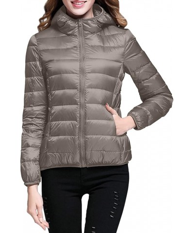 Winter Puffer Coats for Women, Womens Lightweight Puffer Jacket Packable Zip Up Puffy Jacket Hooded Puffer Jacket Y02-khaki $...