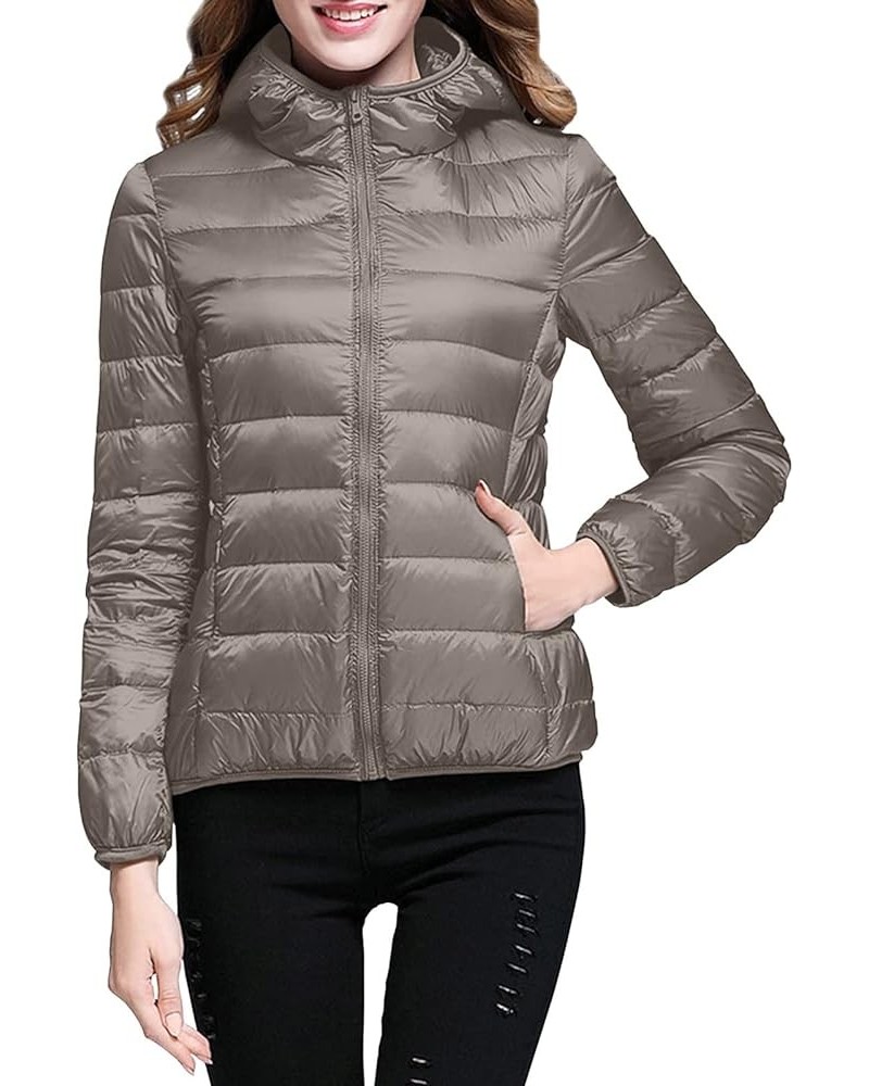 Winter Puffer Coats for Women, Womens Lightweight Puffer Jacket Packable Zip Up Puffy Jacket Hooded Puffer Jacket Y02-khaki $...