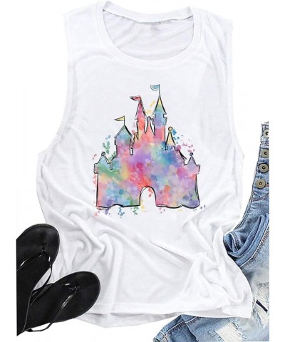 Magical Tank Tops for Women Family Vacation Tshirt Cute Graphic Girls Trip Tee Casual Summer Sleeveless Shirt White $10.59 Tanks