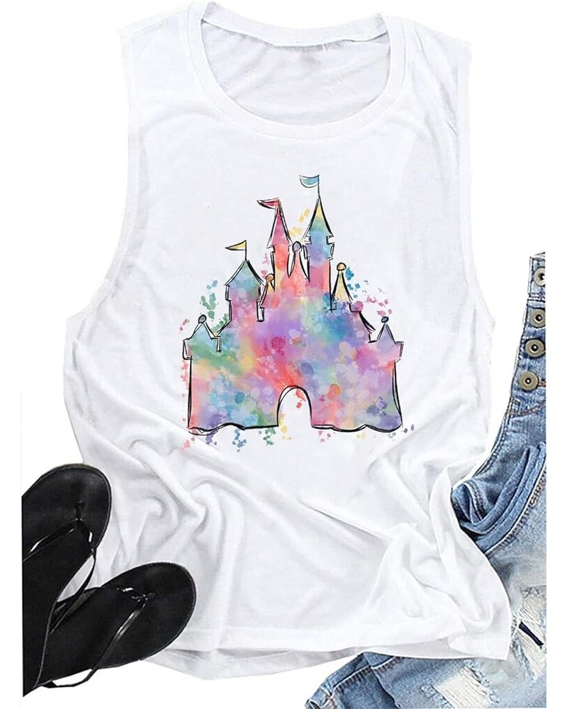 Magical Tank Tops for Women Family Vacation Tshirt Cute Graphic Girls Trip Tee Casual Summer Sleeveless Shirt White $10.59 Tanks