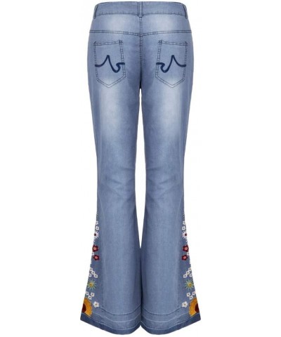 Bell Bottom Jeans High Waisted Stretch Flare Button Fly Wide Leg Jean Embroidery Bootcut Y2K Denim Pants 01-light Blue $12.00...