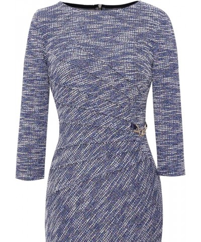 Womens Elegant Ruched Work Business Office Cocktail Party Bodycon Pencil Dress Blue Yarn-dye Fabric $19.27 Dresses