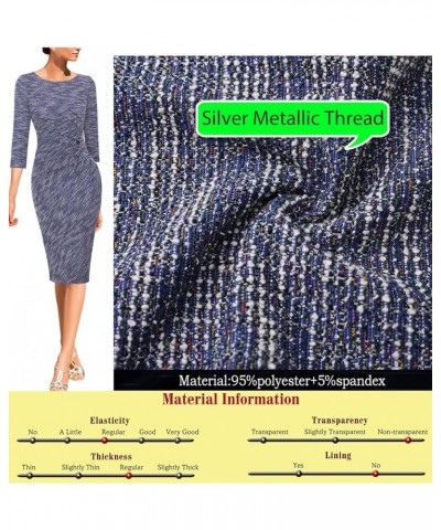 Womens Elegant Ruched Work Business Office Cocktail Party Bodycon Pencil Dress Blue Yarn-dye Fabric $19.27 Dresses