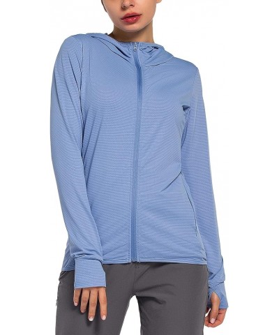 Women's Sun Protection Hoodie Jacket UPF 50+ Full Zip Long Sleeve Running Hiking Performance Sun Shirt Hooded-blue $16.42 Jac...