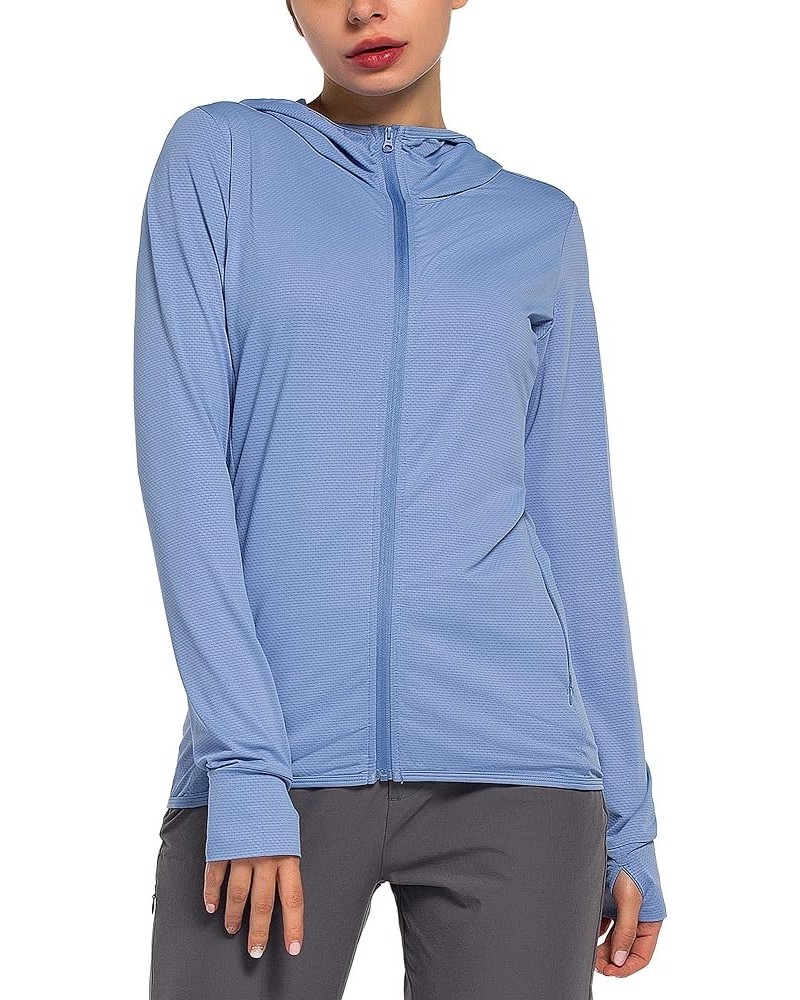 Women's Sun Protection Hoodie Jacket UPF 50+ Full Zip Long Sleeve Running Hiking Performance Sun Shirt Hooded-blue $16.42 Jac...