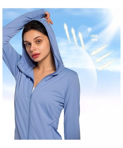 Women's Sun Protection Hoodie Jacket UPF 50+ Full Zip Long Sleeve Running Hiking Performance Sun Shirt Hooded-blue $16.42 Jac...